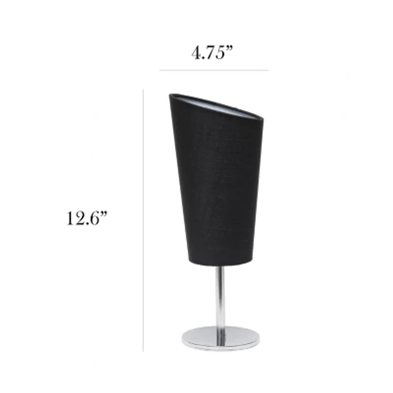 All the Rages Black Mini Chrome With Angled Shade Metal Table Lamp