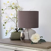 Simple Designs Glass Table Lamp with Fabric Shade