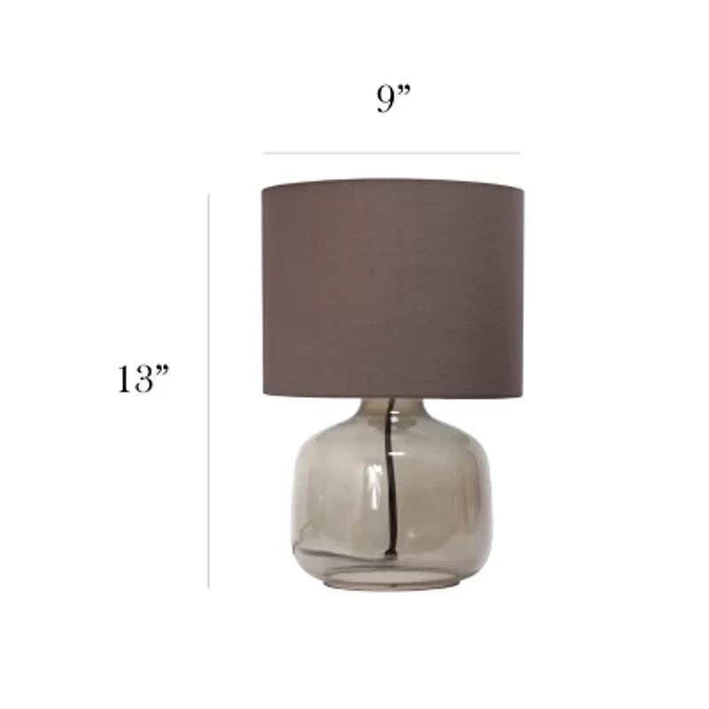 Simple Designs Glass Table Lamp with Fabric Shade