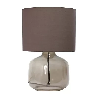 Simple Designs Glass Table Lamp with Fabric Shade