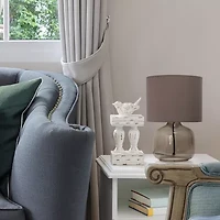 Simple Designs Glass Table Lamp with Fabric Shade