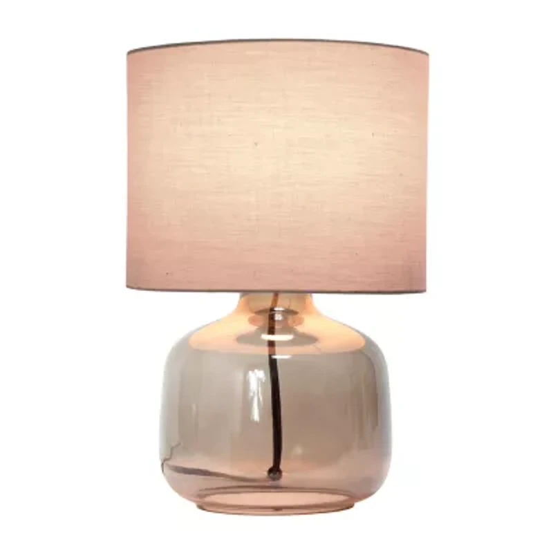 Simple Designs Glass Table Lamp with Fabric Shade