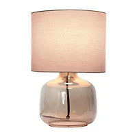 Simple Designs Glass Table Lamp with Fabric Shade