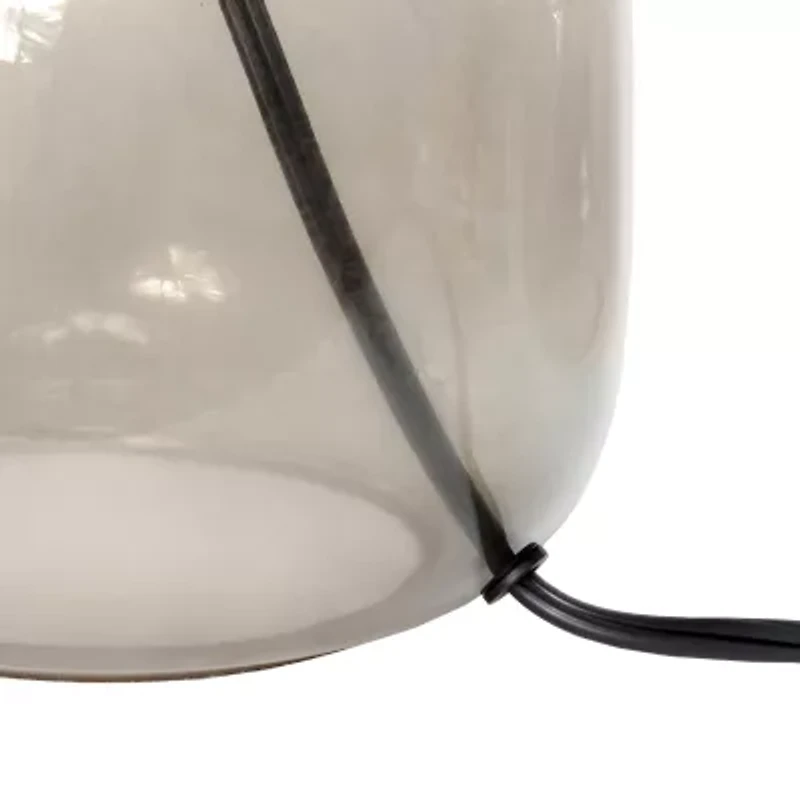 Simple Designs Glass Table Lamp with Fabric Shade