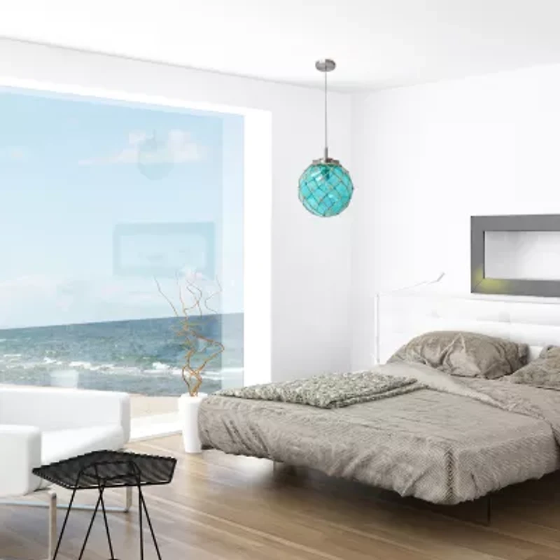 All the Rages Aqua Glass Buoy Hanging Pendant Light
