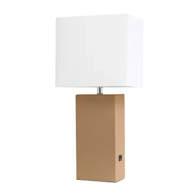 Modern Leather Table Lamp with USB