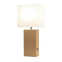 Modern Leather Table Lamp with USB