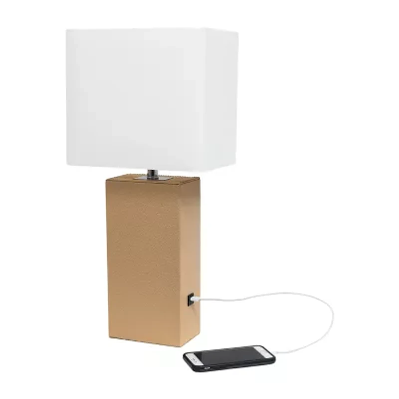 Modern Leather Table Lamp with USB