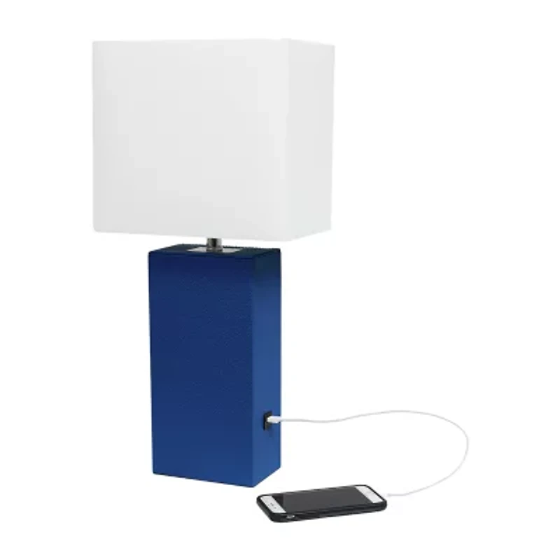 Modern Leather Table Lamp with USB