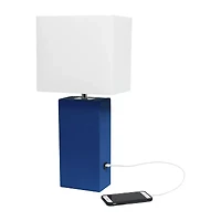 Modern Leather Table Lamp with USB