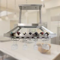 All the Rages Brushed Nickel 2 Light Led Overhead Wine Rack Pendant