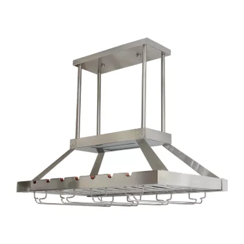 All the Rages Brushed Nickel 2 Light Led Overhead Wine Rack Pendant