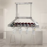 All the Rages Brushed Nickel 2 Light Led Overhead Wine Rack Pendant