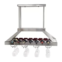 All the Rages Brushed Nickel 2 Light Led Overhead Wine Rack Pendant