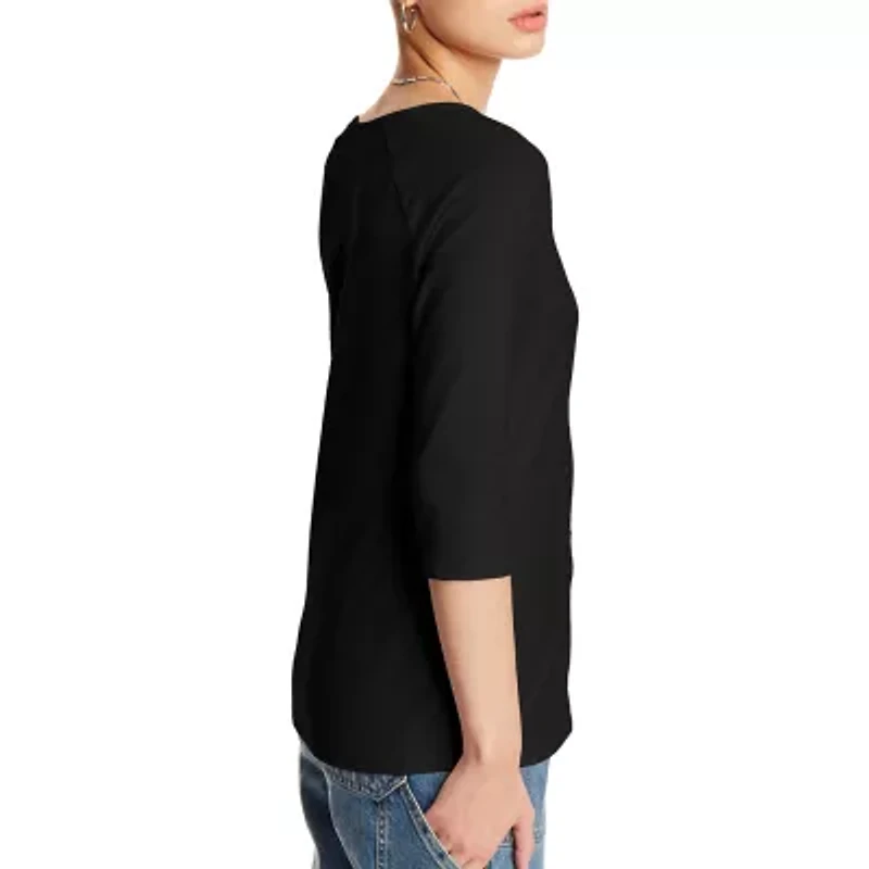 Hanes Womens Round Neck 3/4 Sleeve Active T-Shirt