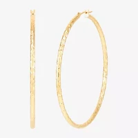 Womens 14K Gold 50mm Round Hoop Earrings