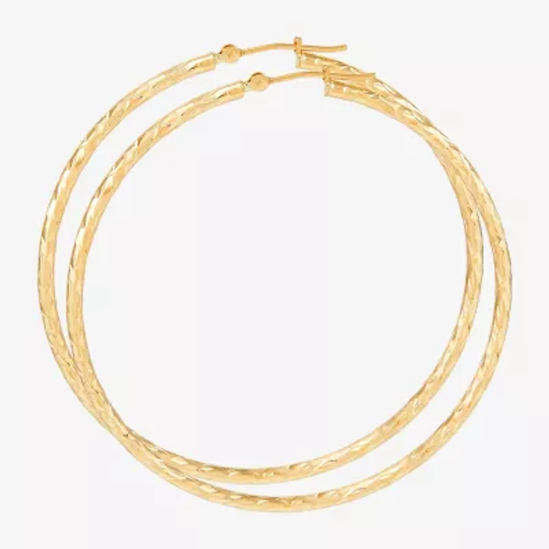 Womens 14K Gold 50mm Round Hoop Earrings