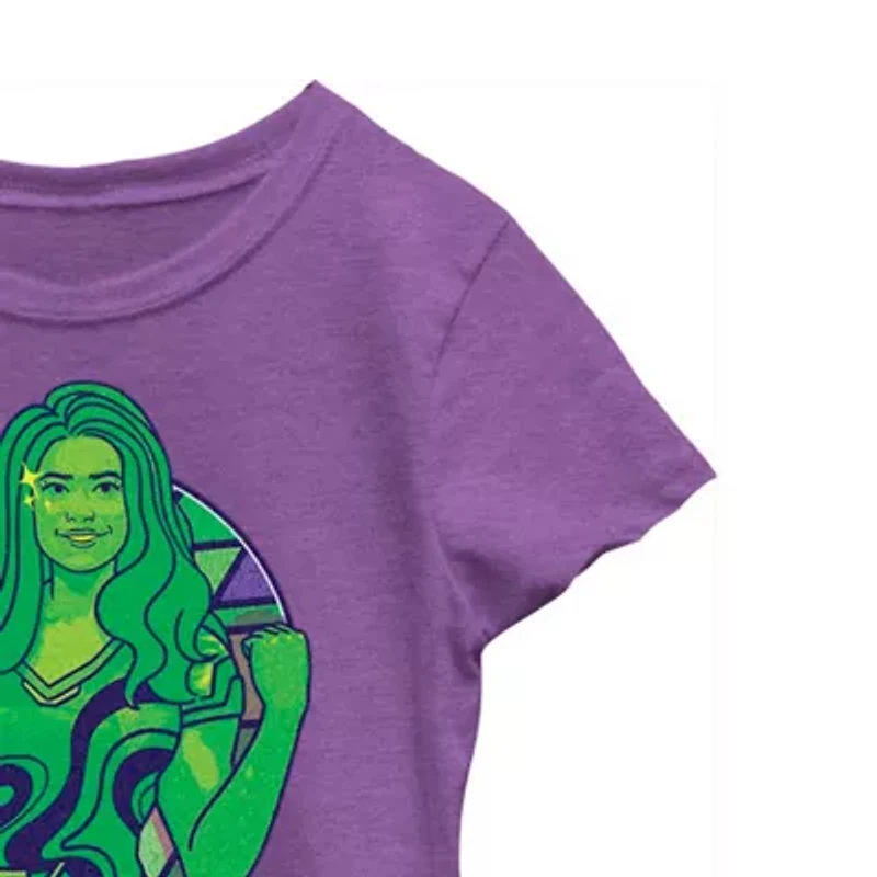 She Hulk Little & Big Kid Girls Crew Neck Short Sleeve Regular Fit Marvel Graphic T-Shirt