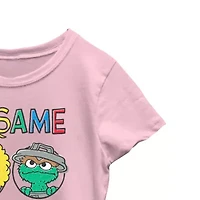 Little & Big Kid Girls Crew Neck Short Sleeve Regular Fit Sesame Street Graphic T-Shirt