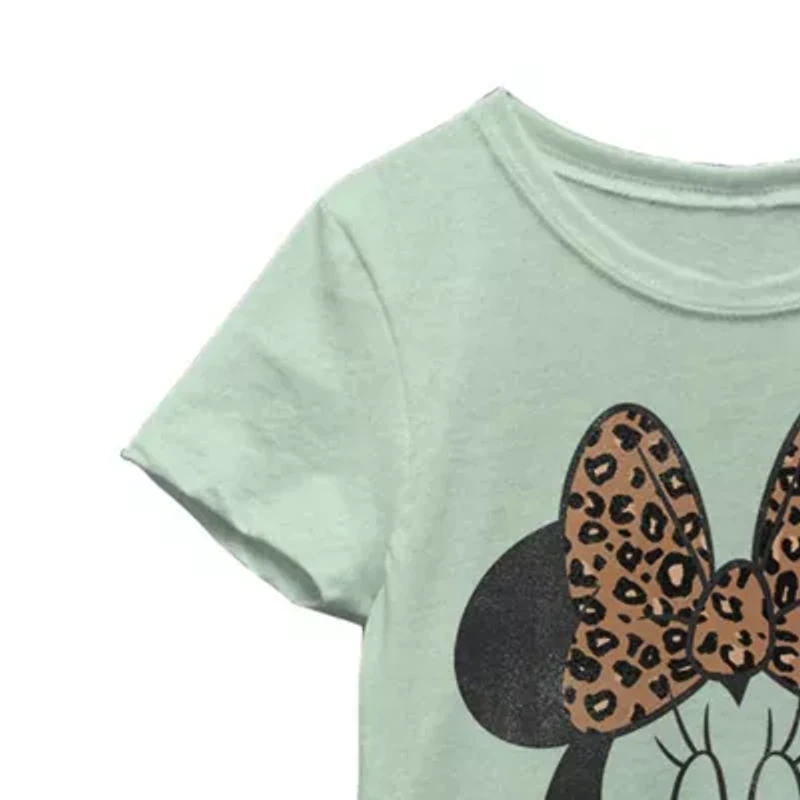 Disney Little & Big Kid Girls Crew Neck Short Sleeve Regular Fit Minnie Mouse Graphic T-Shirt