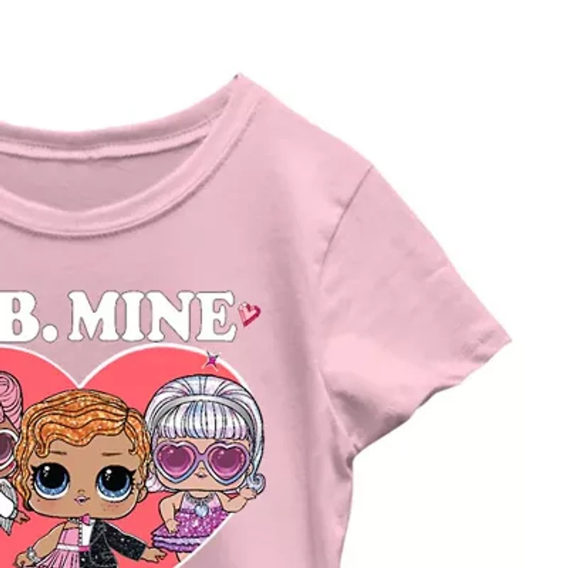 Little & Big Kid Girls Crew Neck Short Sleeve Regular Fit LOL Graphic T-Shirt