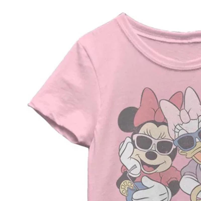 Little & Big Kid Girls Crew Neck Short Sleeve Slim Fit Minnie Mouse Graphic T-Shirt