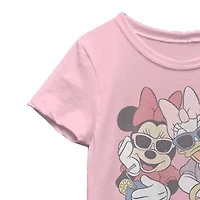 Little & Big Kid Girls Crew Neck Short Sleeve Slim Fit Minnie Mouse Graphic T-Shirt