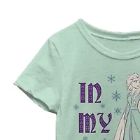 Disney Little & Big Kid Girls Crew Neck Short Sleeve Slim Fit Princess Frozen Graphic T-Shirt