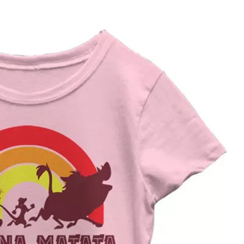 Hakuna Matata Little & Big Kid Girls Crew Neck Short Sleeve Slim Fit The Lion King Graphic T-Shirt
