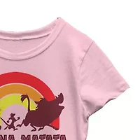 Hakuna Matata Little & Big Kid Girls Crew Neck Short Sleeve Slim Fit The Lion King Graphic T-Shirt