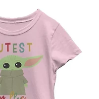 Cutest Little Child & Big Kid Girls Crew Neck Short Sleeve Slim Fit Star Wars Graphic T-Shirt