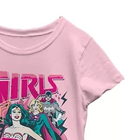 Little & Big Kid Girls Crew Neck Short Sleeve Slim Fit DC Comics Justice League Graphic T-Shirt