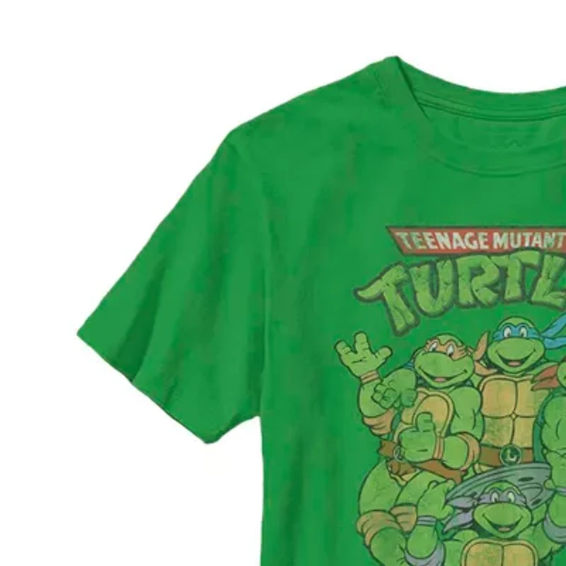 Little & Big Kid Boys Crew Neck Short Sleeve Slim Fit Teenage Mutant Ninja Turtles Graphic T-Shirt