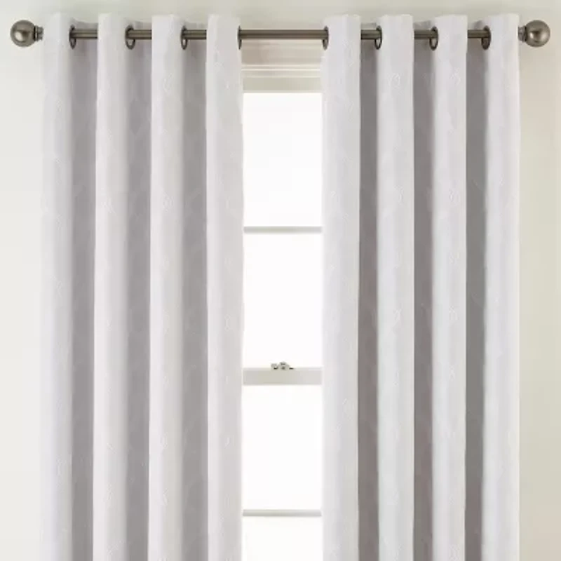 Max Blackout Prescott Grommet Top Embroidered 100% Single Curtain Panel