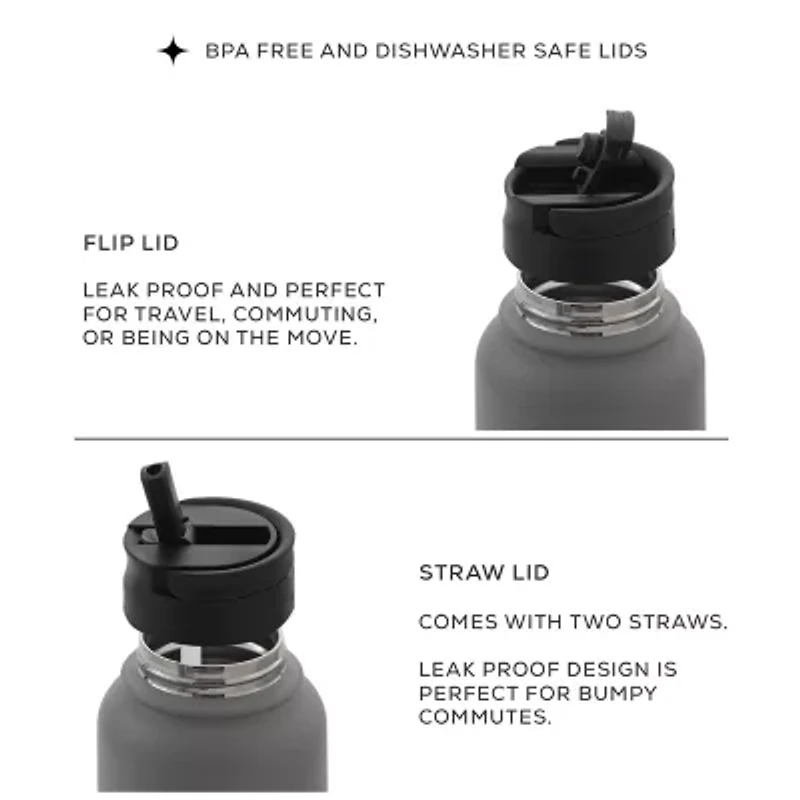 Joyjolt Insulated Water With Flip Lid & Sport Straw - 32 Oz Oz. Bottle