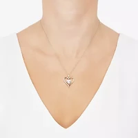 Limited Quantities! Womens Diamond Accent Lab Created White Sapphire 14K Gold Over Silver Heart 18 Inch Pendant Necklace