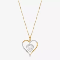 Limited Quantities! Womens Diamond Accent Lab Created White Sapphire 14K Gold Over Silver Heart 18 Inch Pendant Necklace
