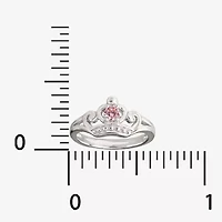 Disney Collection Girls Pink Cubic Zirconia Sterling Silver Princess Cocktail Ring