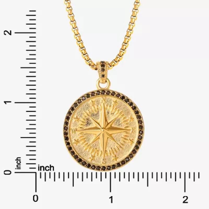 Shaquille O'Neal XLG Mens Lab Created Black Cubic Zirconia Stainless Steel Round 22 Inch Pendant Necklace