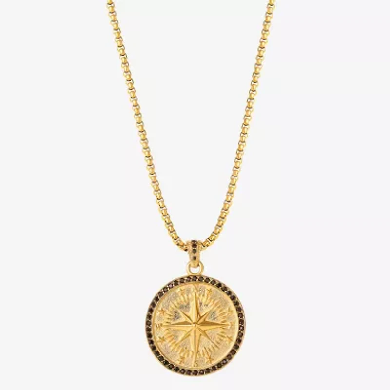 Shaquille O'Neal XLG Mens Lab Created Black Cubic Zirconia Stainless Steel Round 22 Inch Pendant Necklace