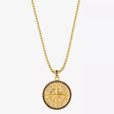 Shaquille O'Neal XLG Mens Lab Created Black Cubic Zirconia Stainless Steel Round 22 Inch Pendant Necklace