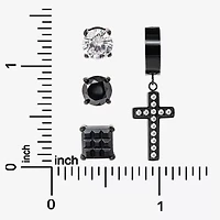 Shaquille O'Neal XLG Mens Lab Created Black Cubic Zirconia Stainless Steel Round Earring Set