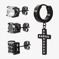 Shaquille O'Neal XLG Mens Lab Created Black Cubic Zirconia Stainless Steel Round Earring Set