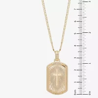 Mens 14K Gold Over Silver Cross Rectangular 22 Inch Pendant Necklace