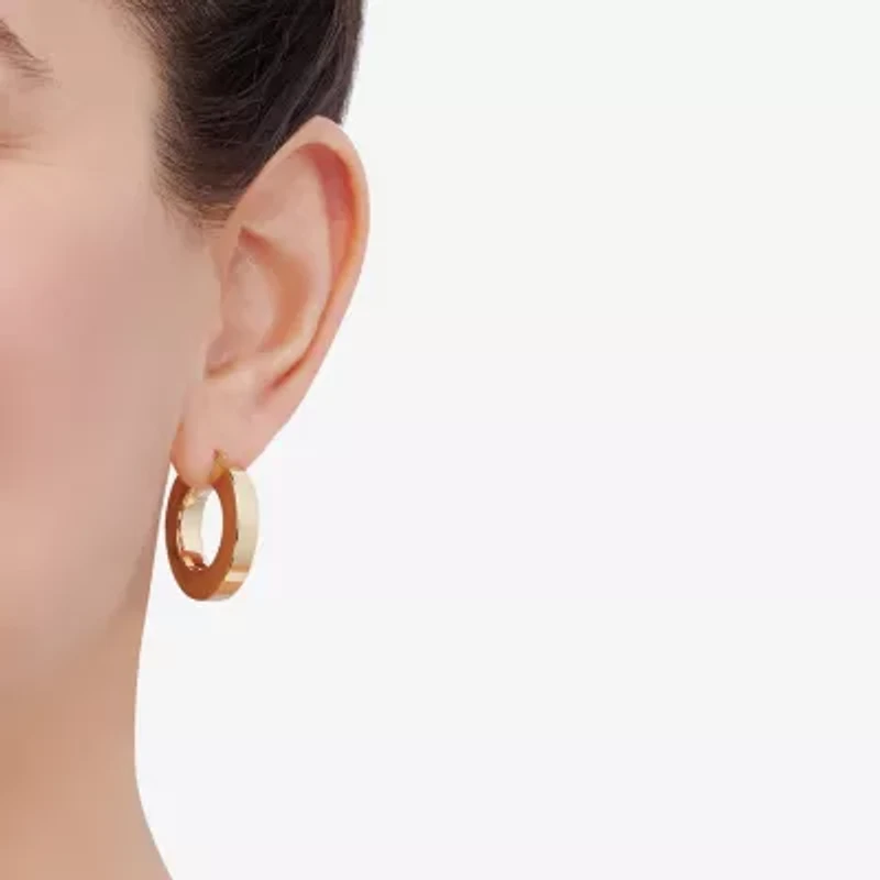 Limited Quantities! Womens 14K Gold Over Silver 15mm Hoop Earrings