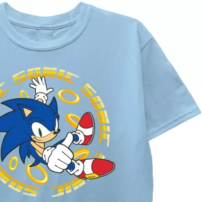 Little & Big Kid Boys Crew Neck Short Sleeve Regular Fit Sonic the Hedgehog Graphic T-Shirt