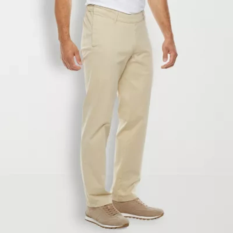 St. John's Bay Seated Adjustable Leg Mens Adaptive Adjustable Features Easy-on + Easy-off Regular Fit Flat Front Pant