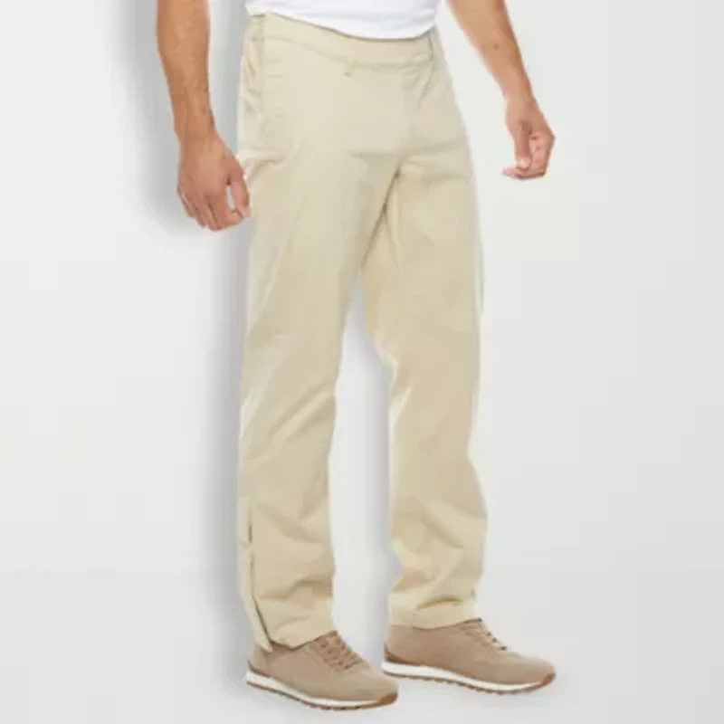 St. John's Bay Seated Chino Mens Adaptive Adjustable Features Easy-on + Easy-off Regular Fit Flat Front Pant