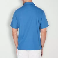 Cubavera Embroidered Button-Down Mens Short Sleeve Camp Shirt