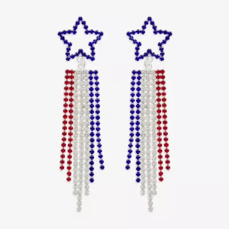 Bijoux Bar Silver Tone Womens Star Drop Earrings